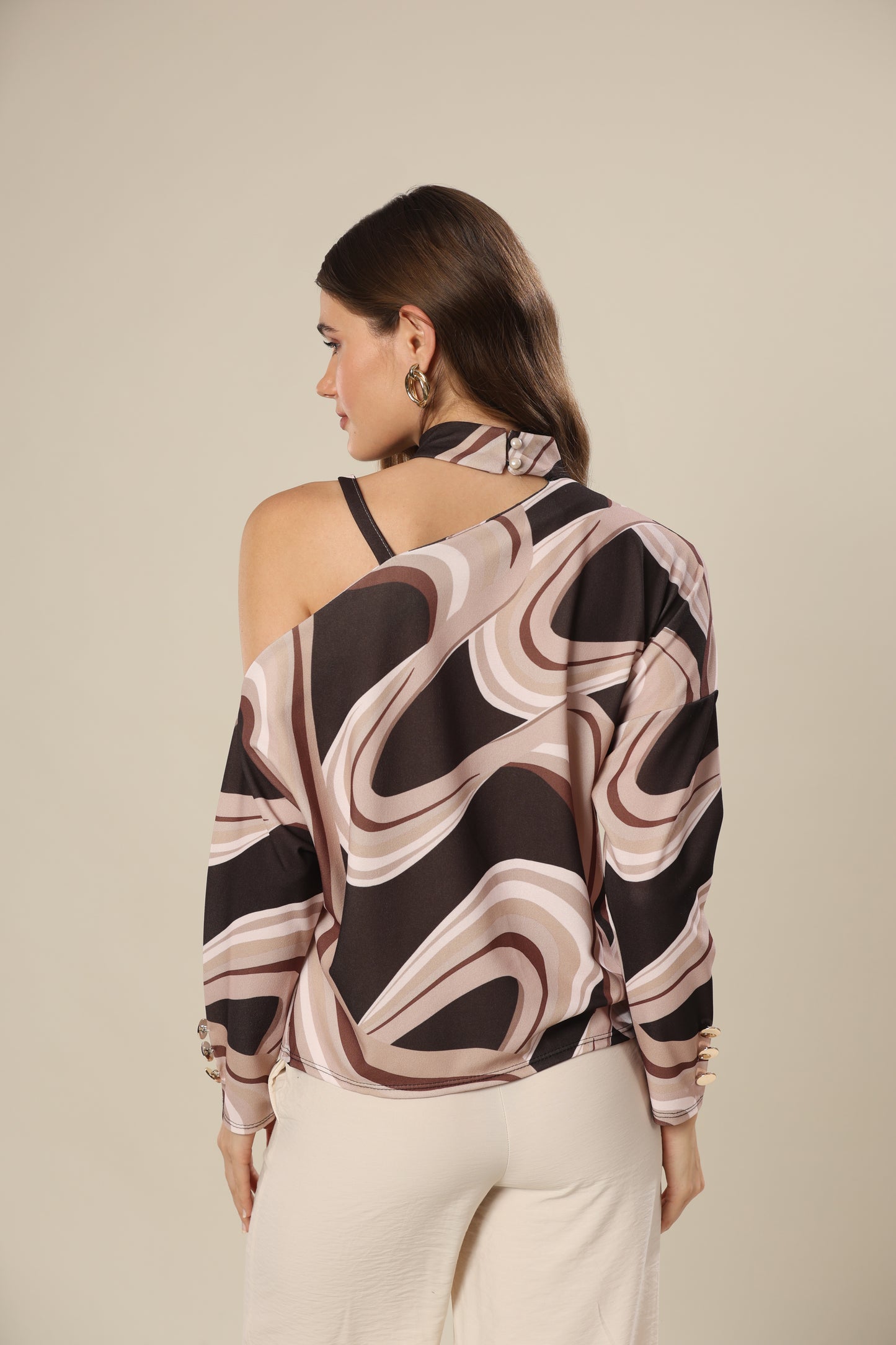 Print Sculpt Metallic Accent Top