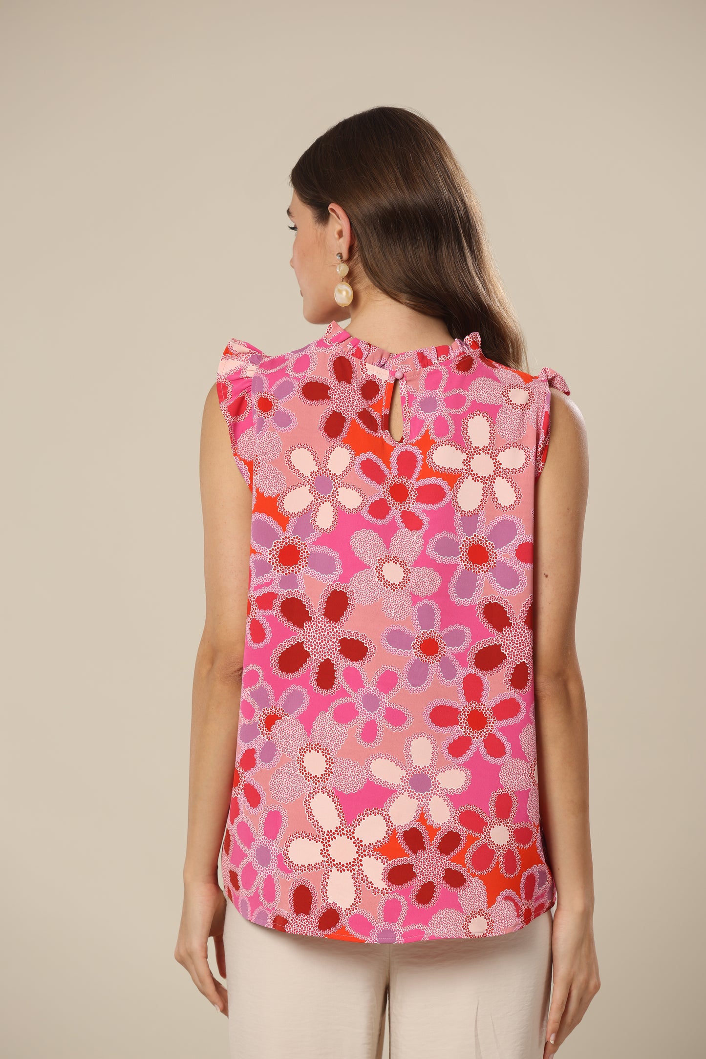 Roses In Bloom Ruffle Top