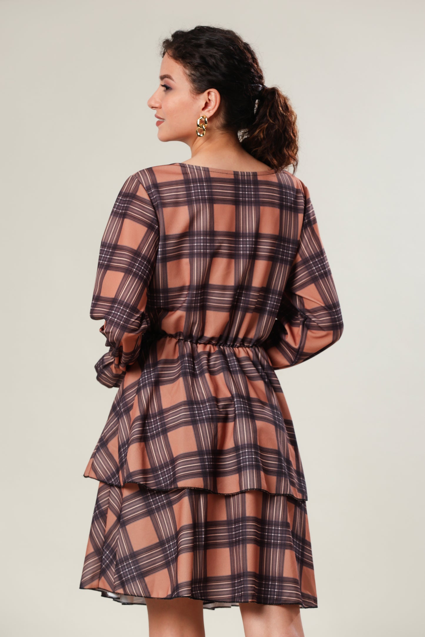 Cocoa Charm Checked Dress