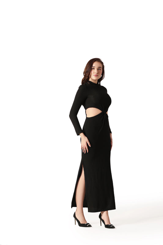 Ribbed Chic Twist Waist Dress