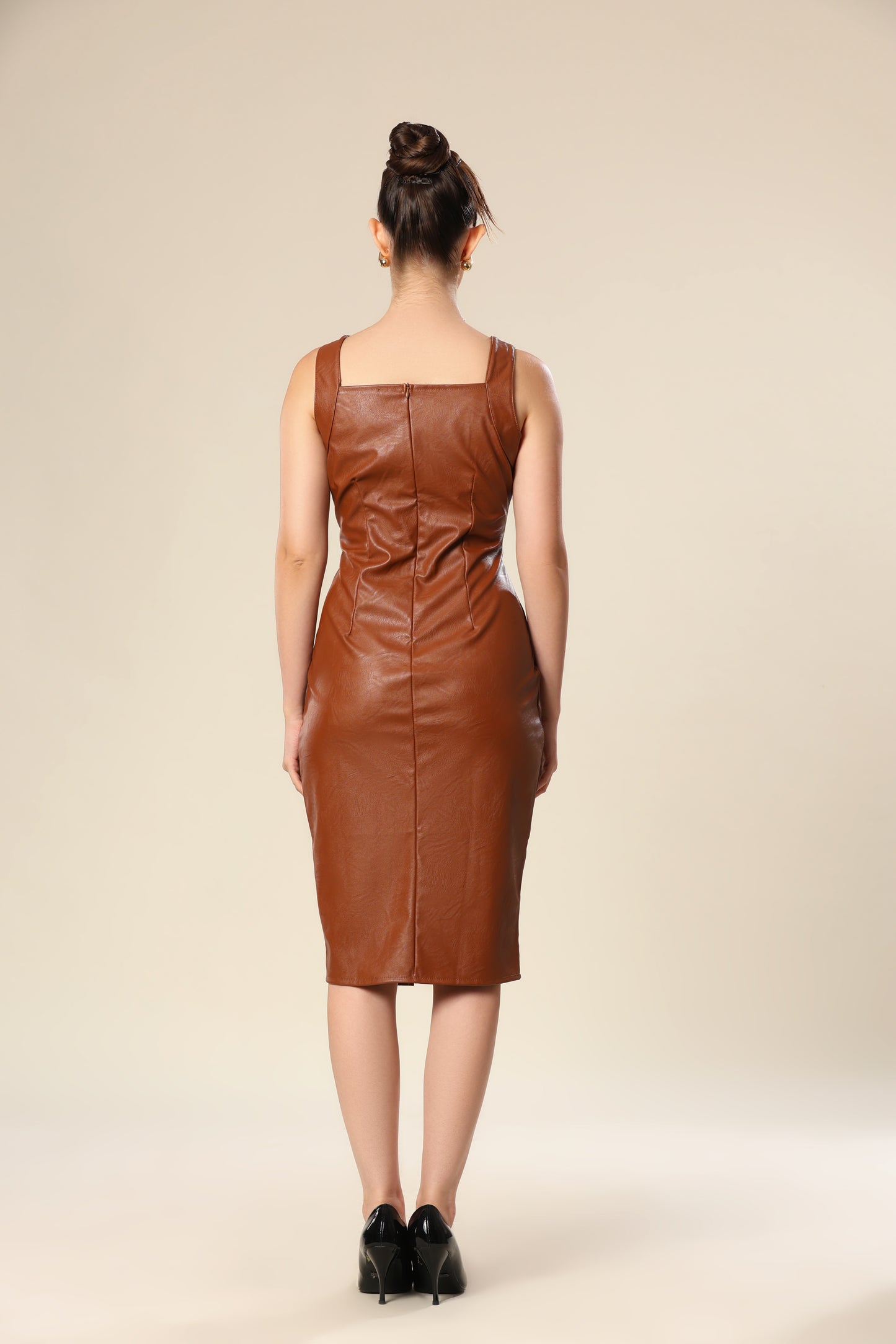City Glamour Faux Leather Dress
