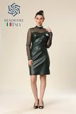 Faux Leather Temptation Tulle Fitted Charm Dress