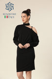 Onyx Ovation Asymmetric Neckline Dress