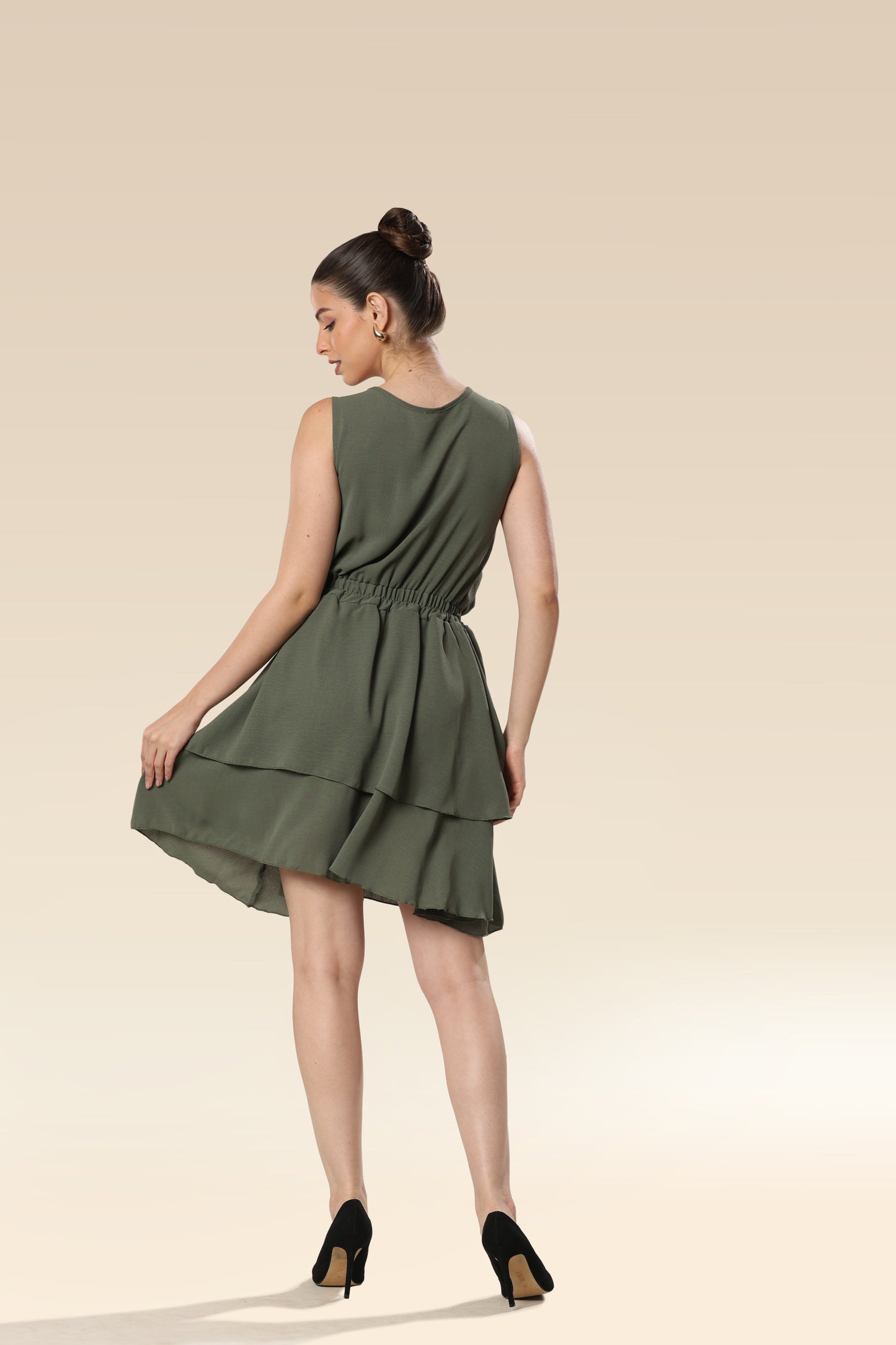 Plunging Olive Glamour Dress