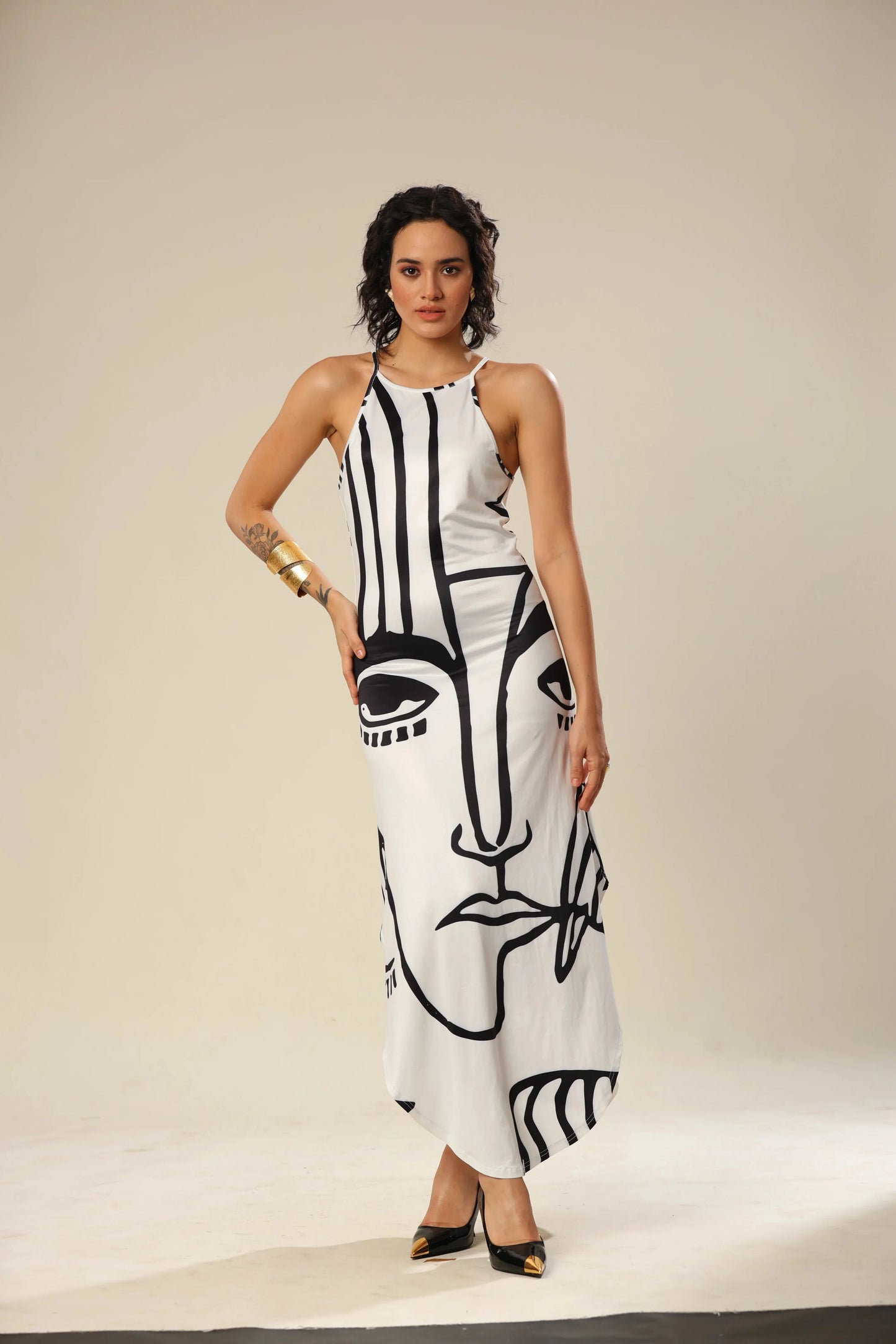 White And Black Visage Dress
