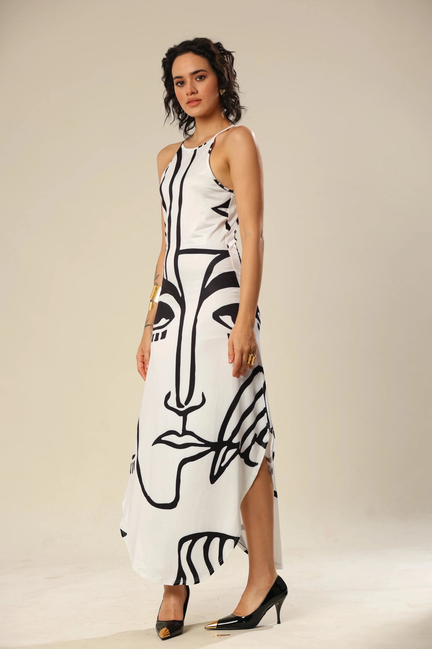 White And Black Visage Dress