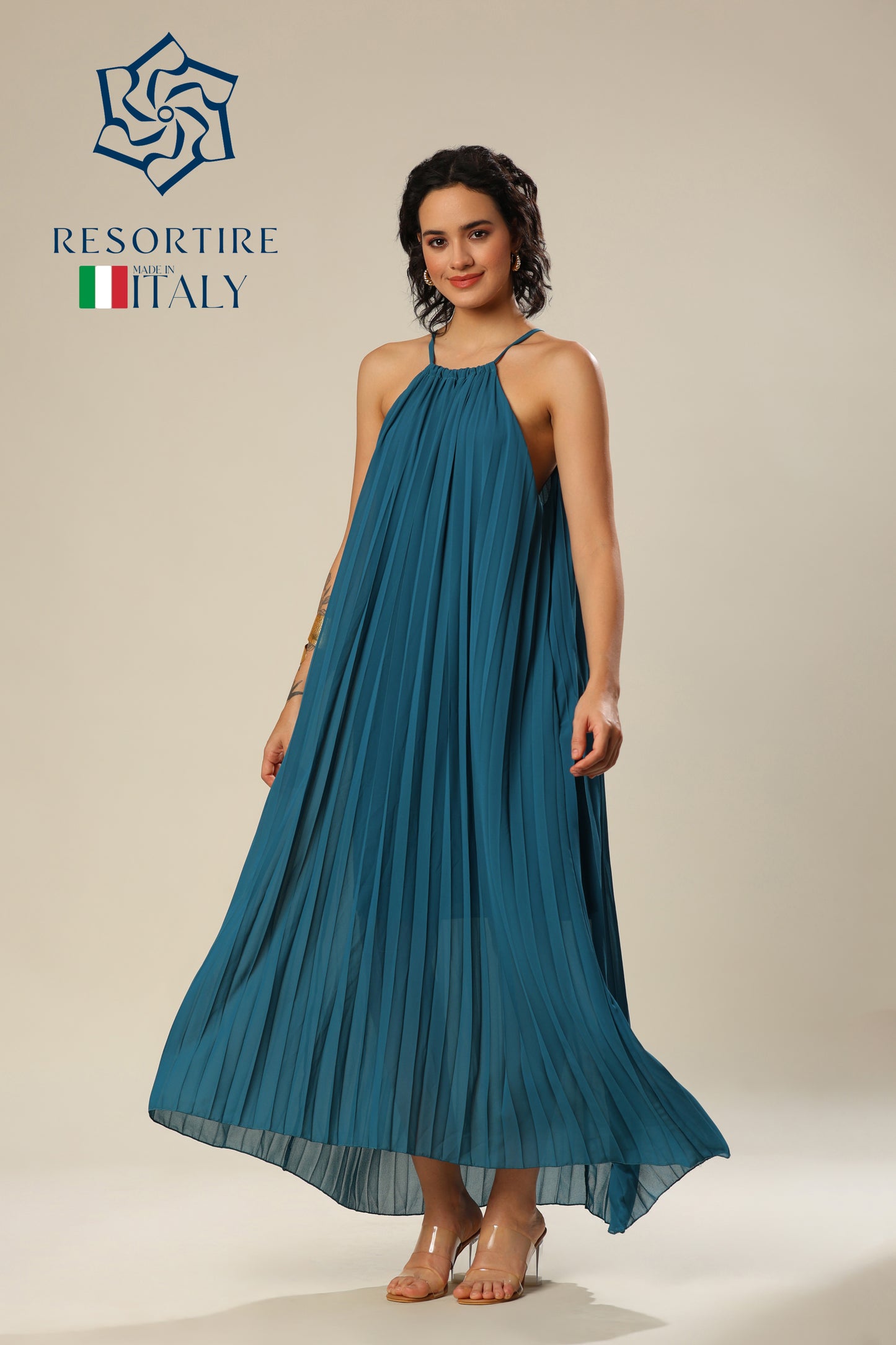 Pleats In Paradise Sleeveless Elegance Dress