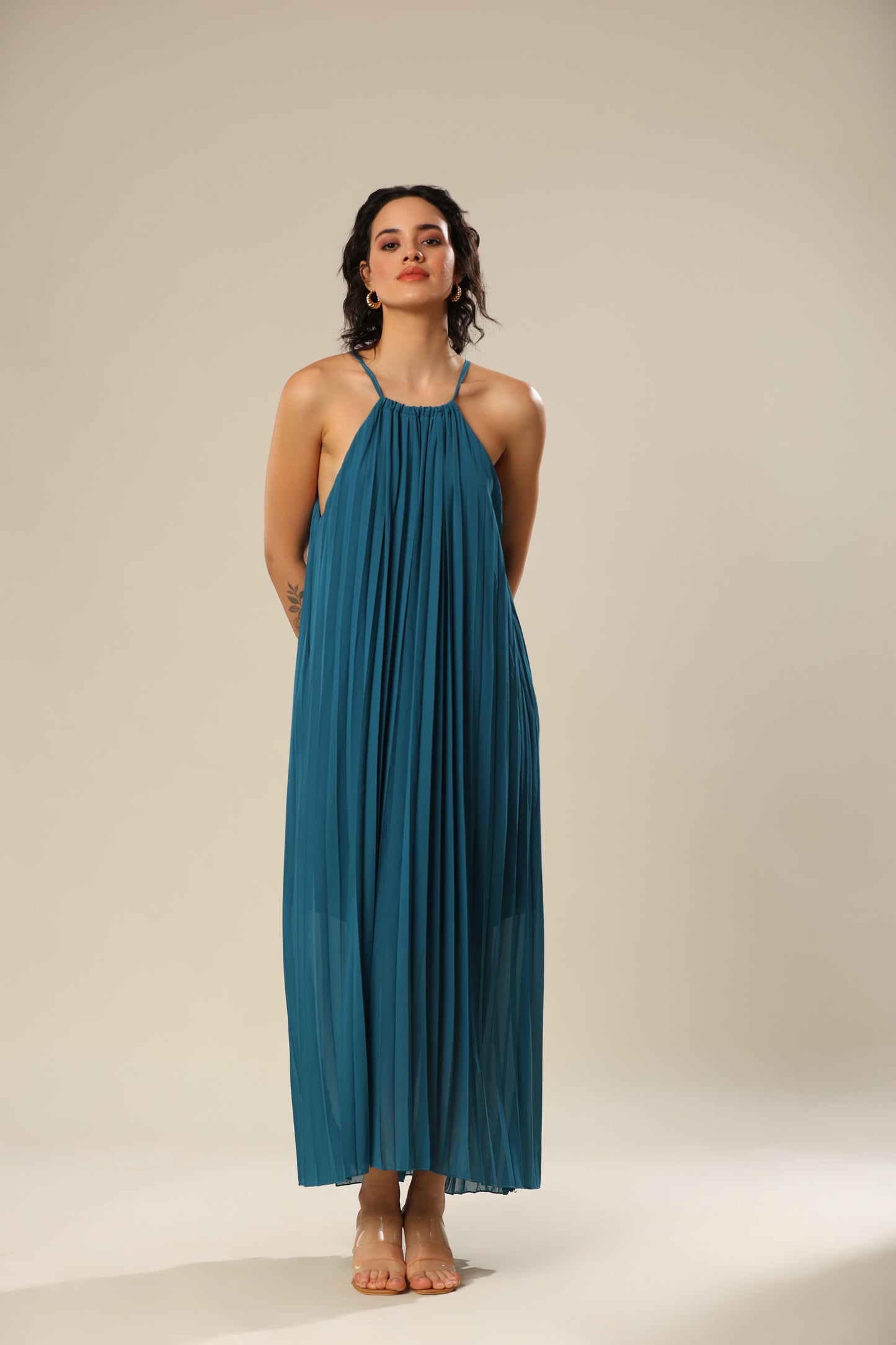 Pleats In Paradise Sleeveless Elegance Dress
