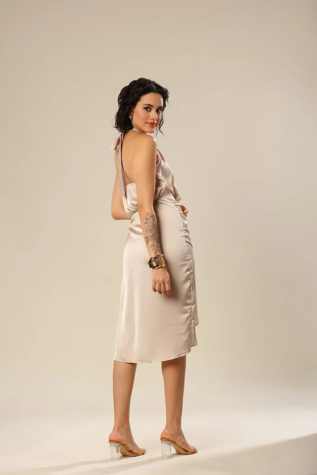Silk Radiance Halter Dress