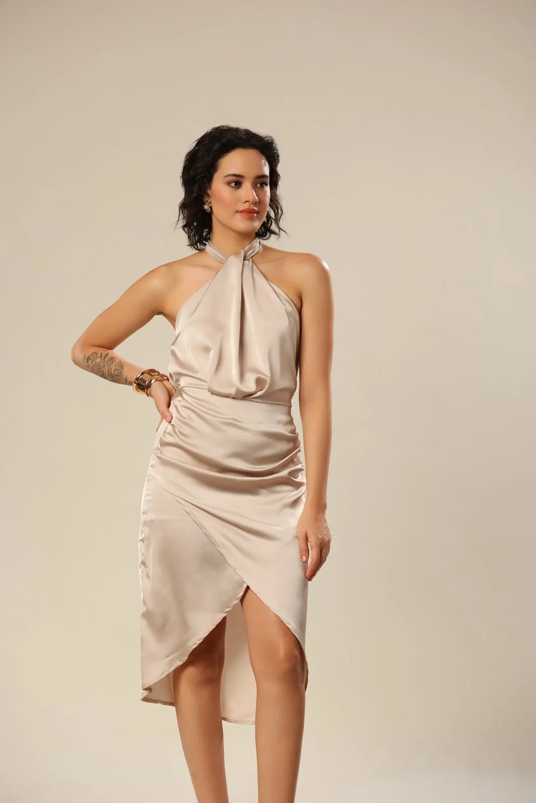 Silk Radiance Halter Dress