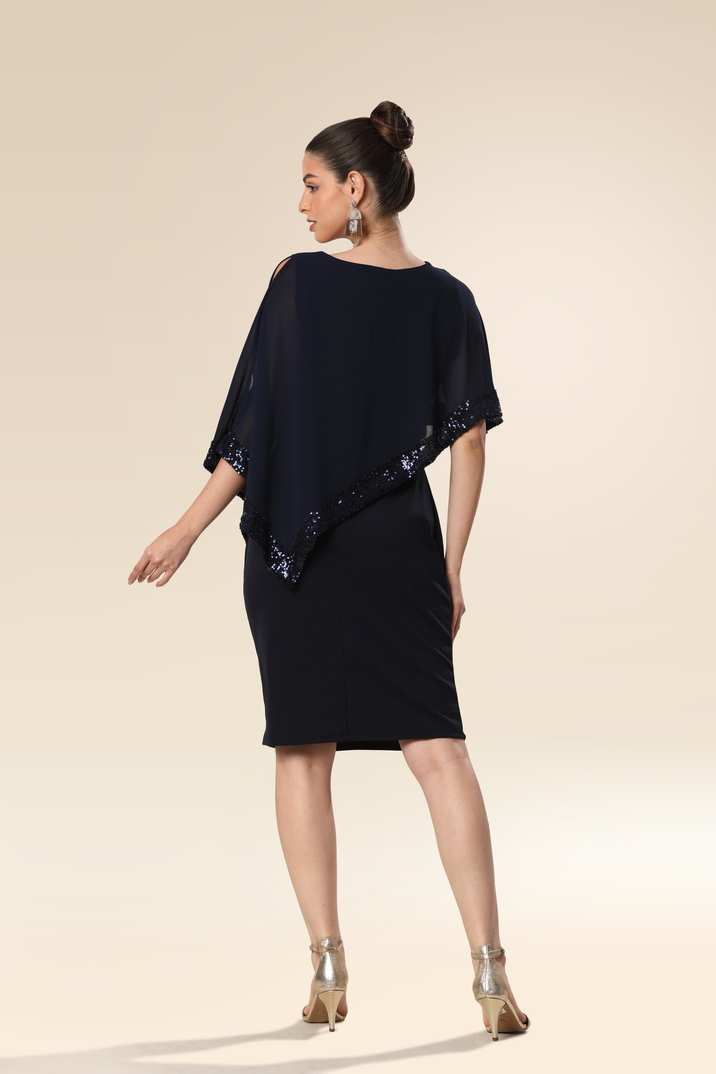 Deep Blue Sequin Cascade Dress