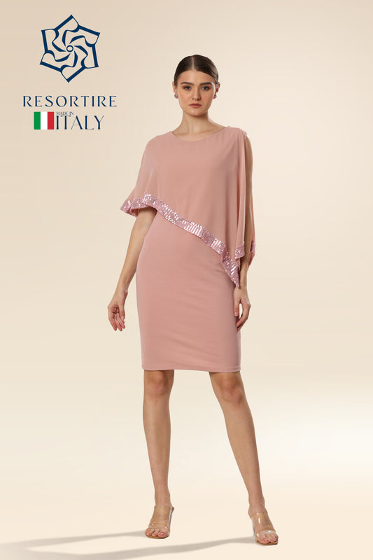 Antique Pink Sequin Cascade Dress