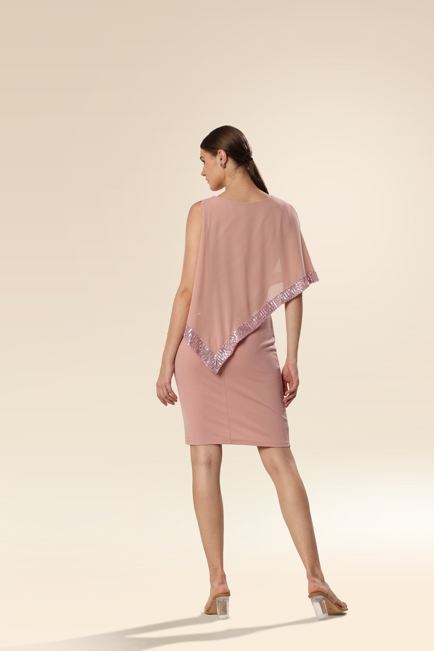 Antique Pink Sequin Cascade Dress