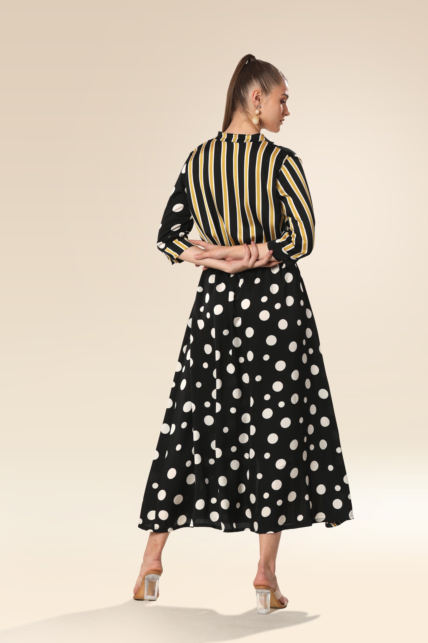 Mingle & Dazzle Brown Polka Symphony Dress
