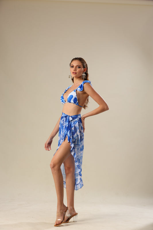 Blue Lagoon Blossom Bikini Set