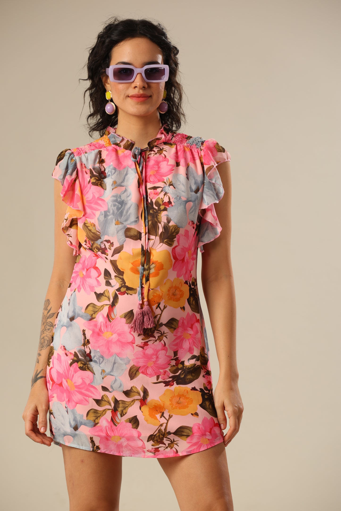 Petals & Pink Ruffle Delight Dress