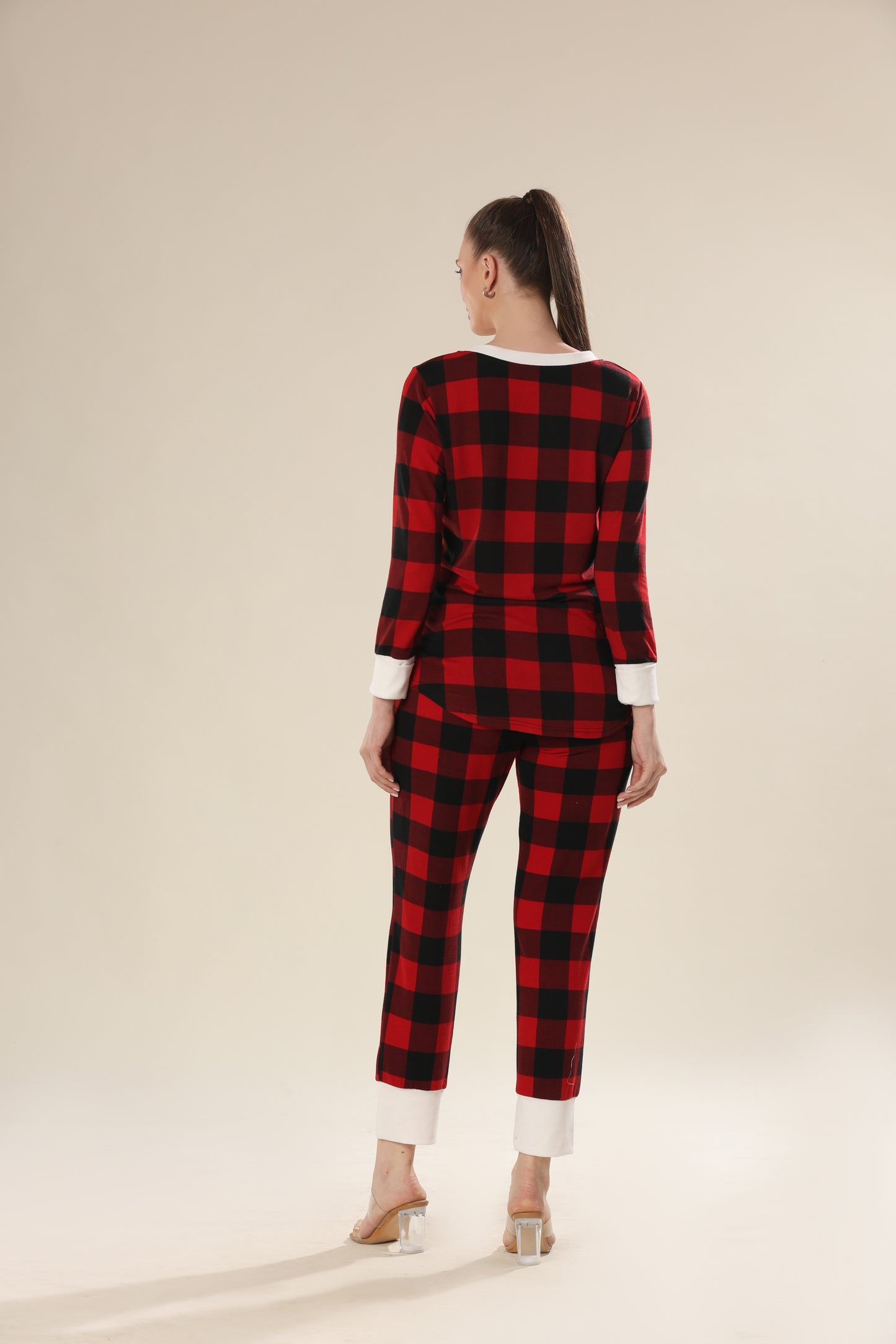 Red Blaze Checkered Comfort Night Wear