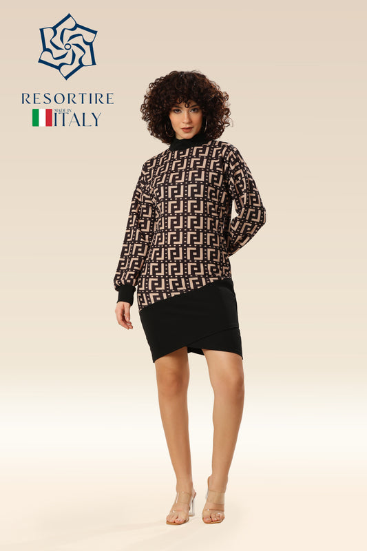Beige Sculpt Fitted Skirt Chic Dress