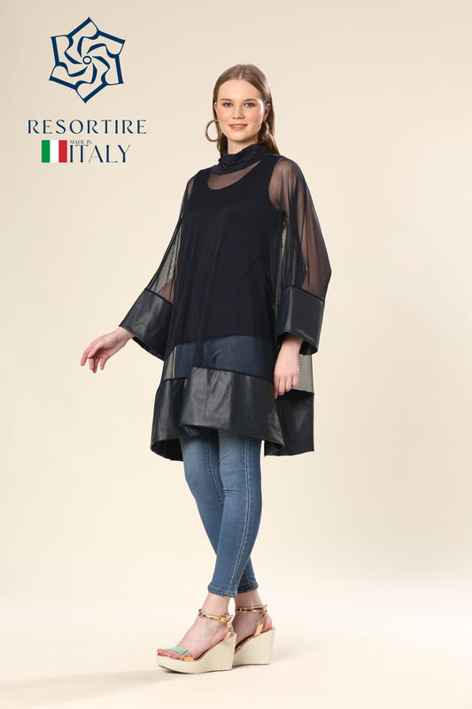 Transparent Tunic With Faux Leather