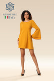 Sunflower Symphony Interlocking Straps & Bell Sleeve Dress