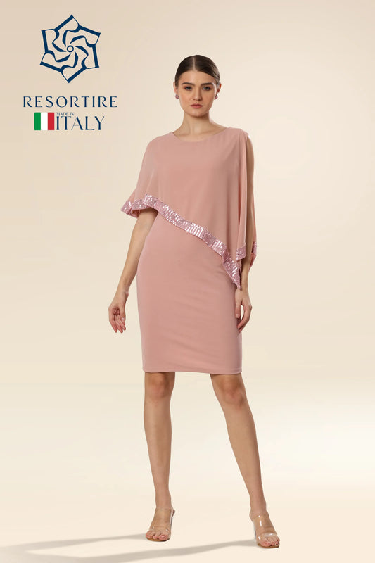 Antique Pink Sequin Cascade Dress