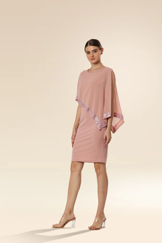Antique Pink Sequin Cascade Dress