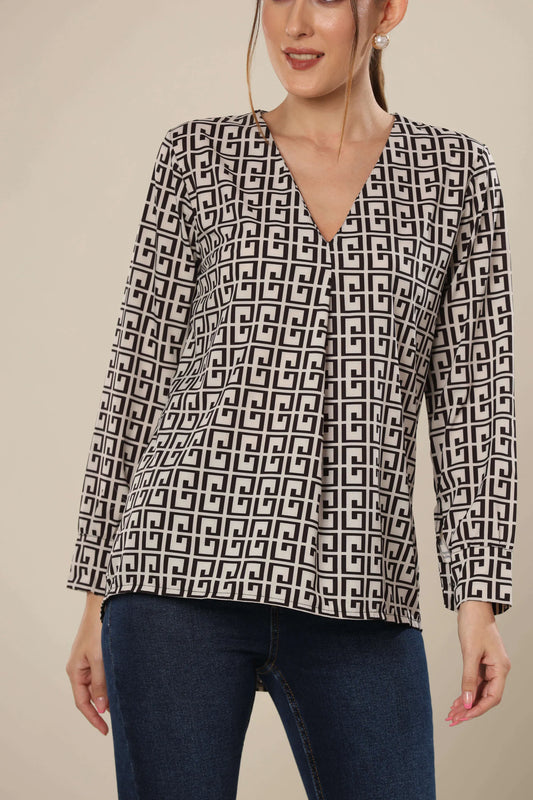 Beige Elegance Silhouette Top