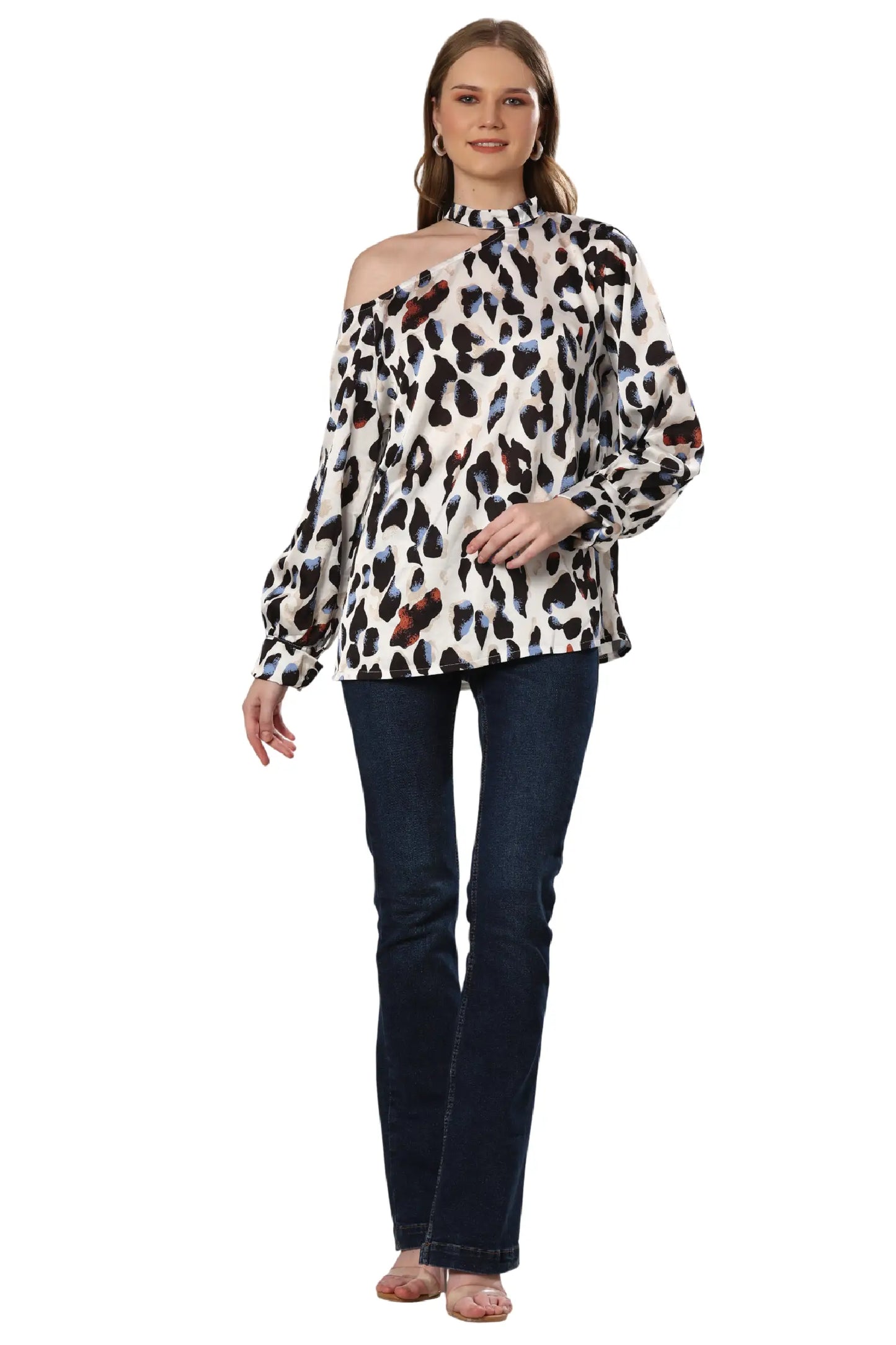 Marbled Majesty Asymmetric Leopard Charm Top