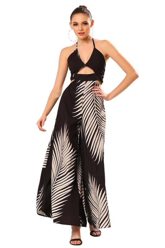 Palm Leaf Urban Elegance Jump Suit