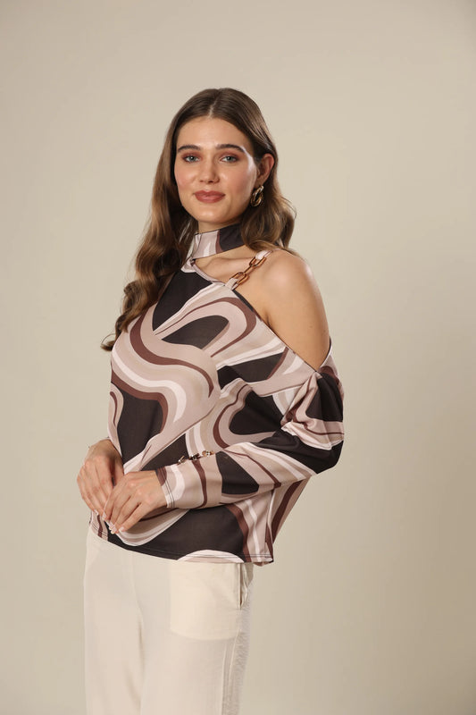 Print Sculpt Metallic Accent Top