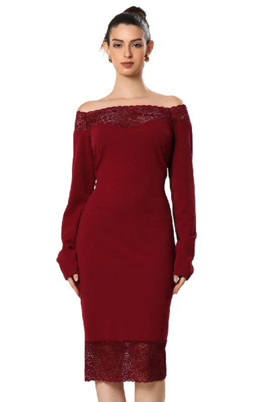 Sculpted Lace Silhouette Dress