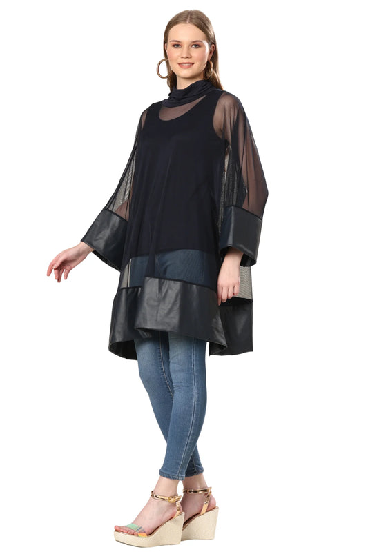 Transparent Tunic With Faux Leather