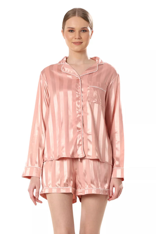 Candy Stripes Pink Satin Night Wear