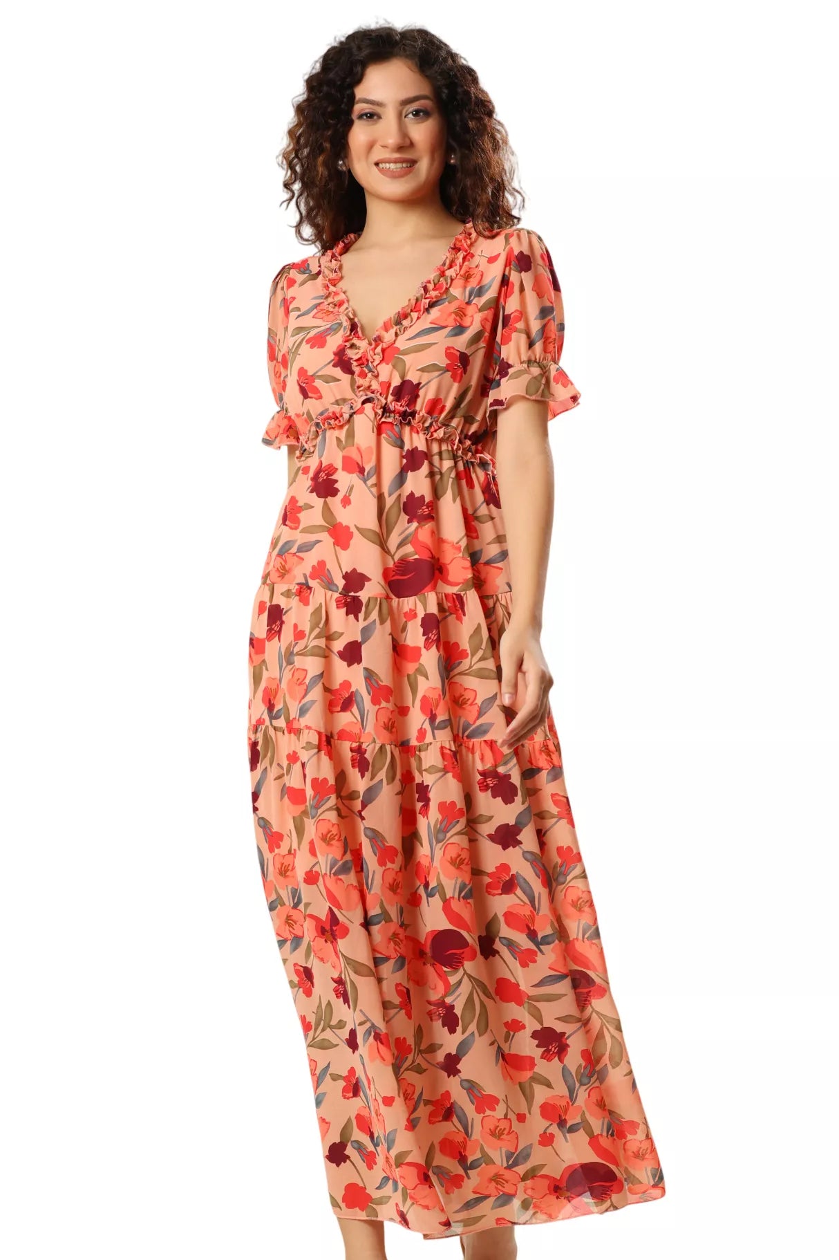 Enchanting Lotus Ruffle Dress