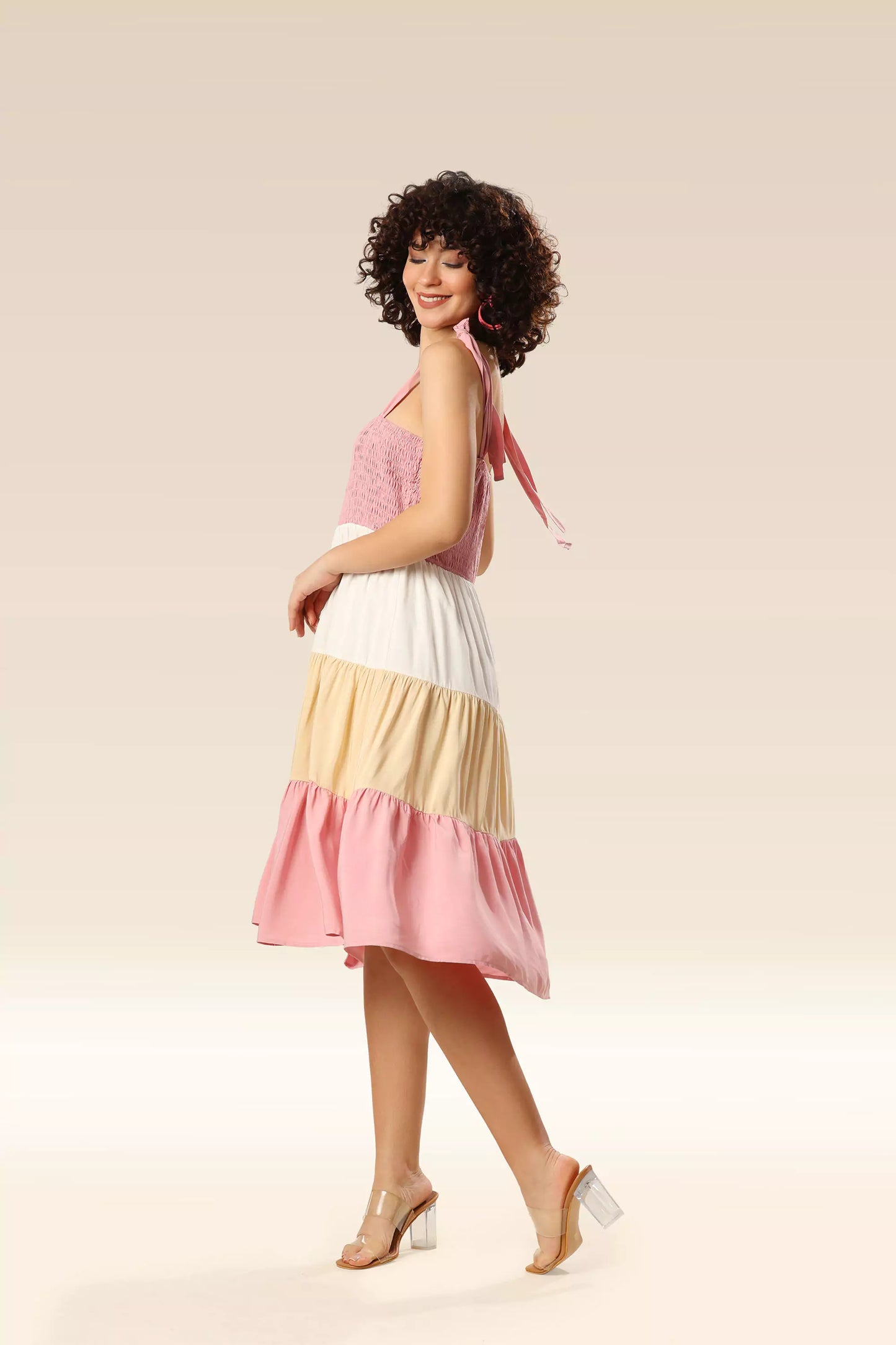 Multihued Mist Color Block Chic Dress