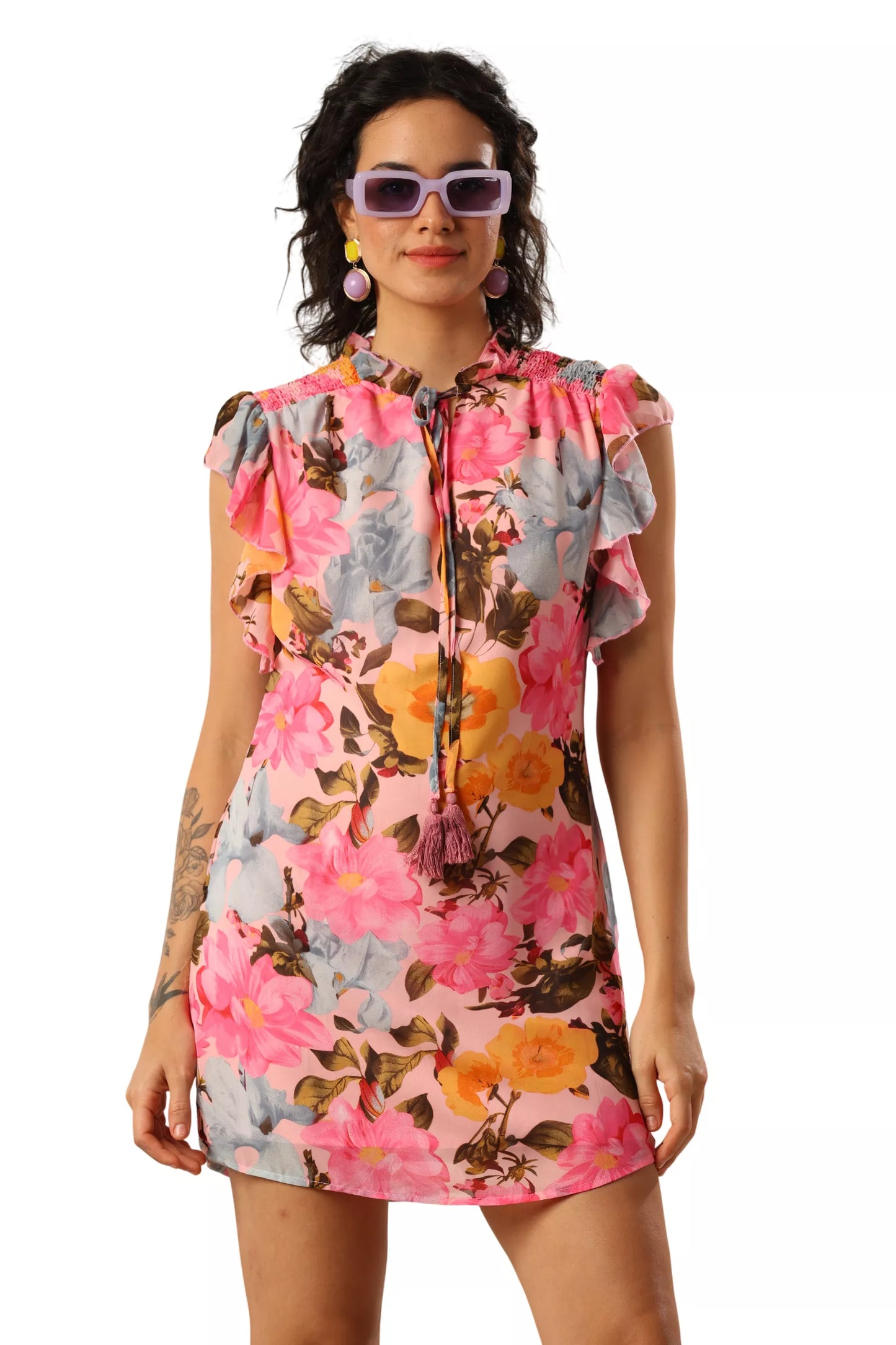Petals & Pink Ruffle Delight Dress