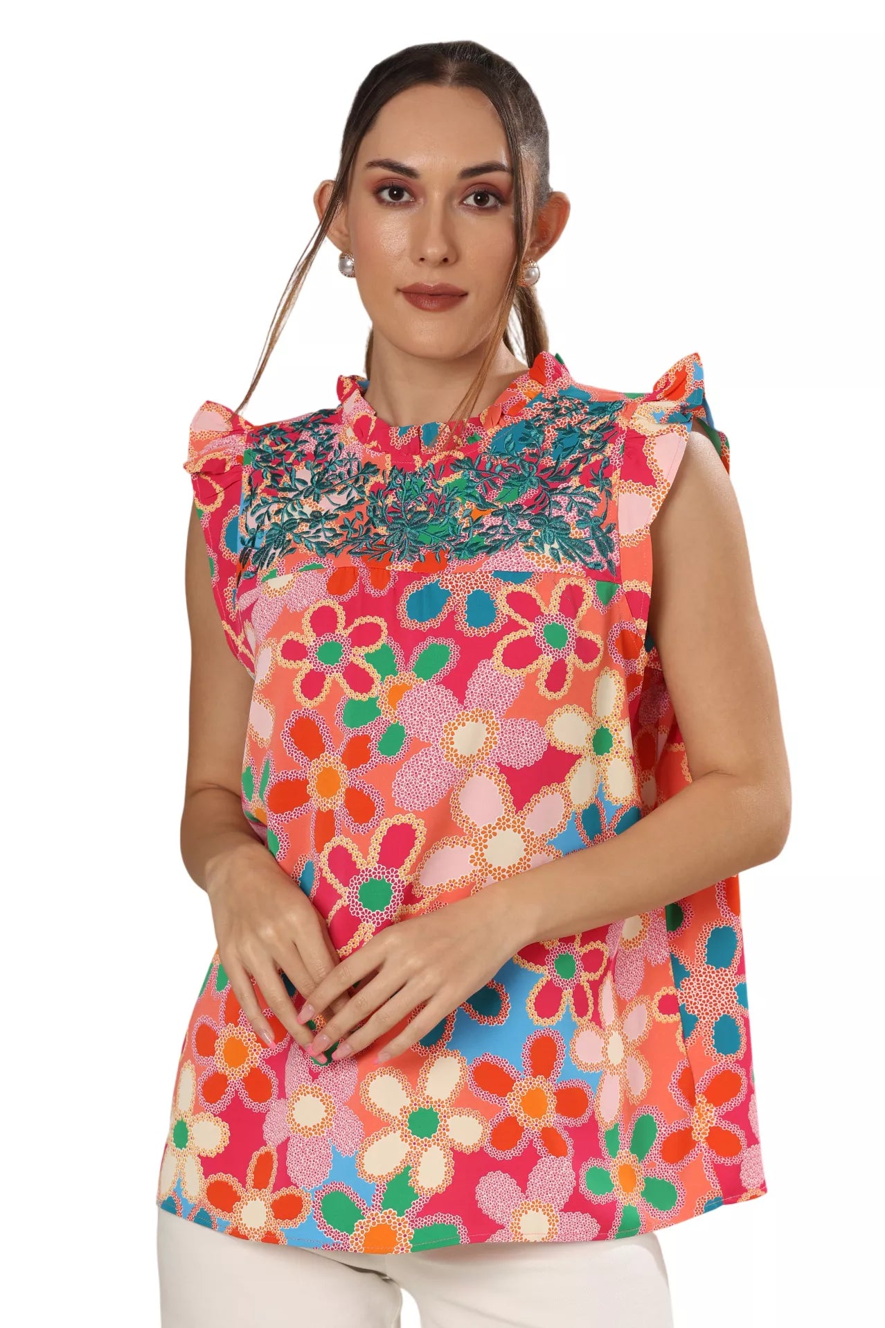 Pink Petunia Boho Clinic Top