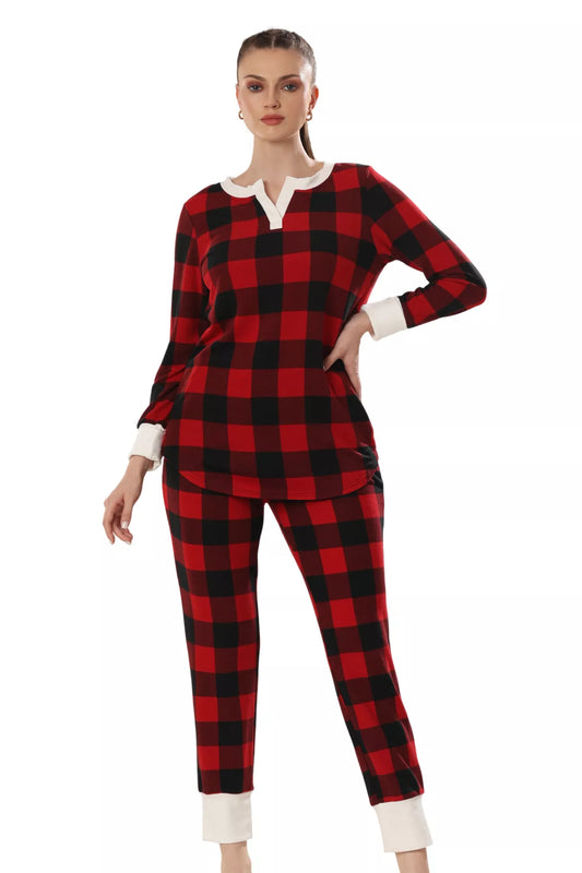 Red Blaze Checkered Comfort Night Wear