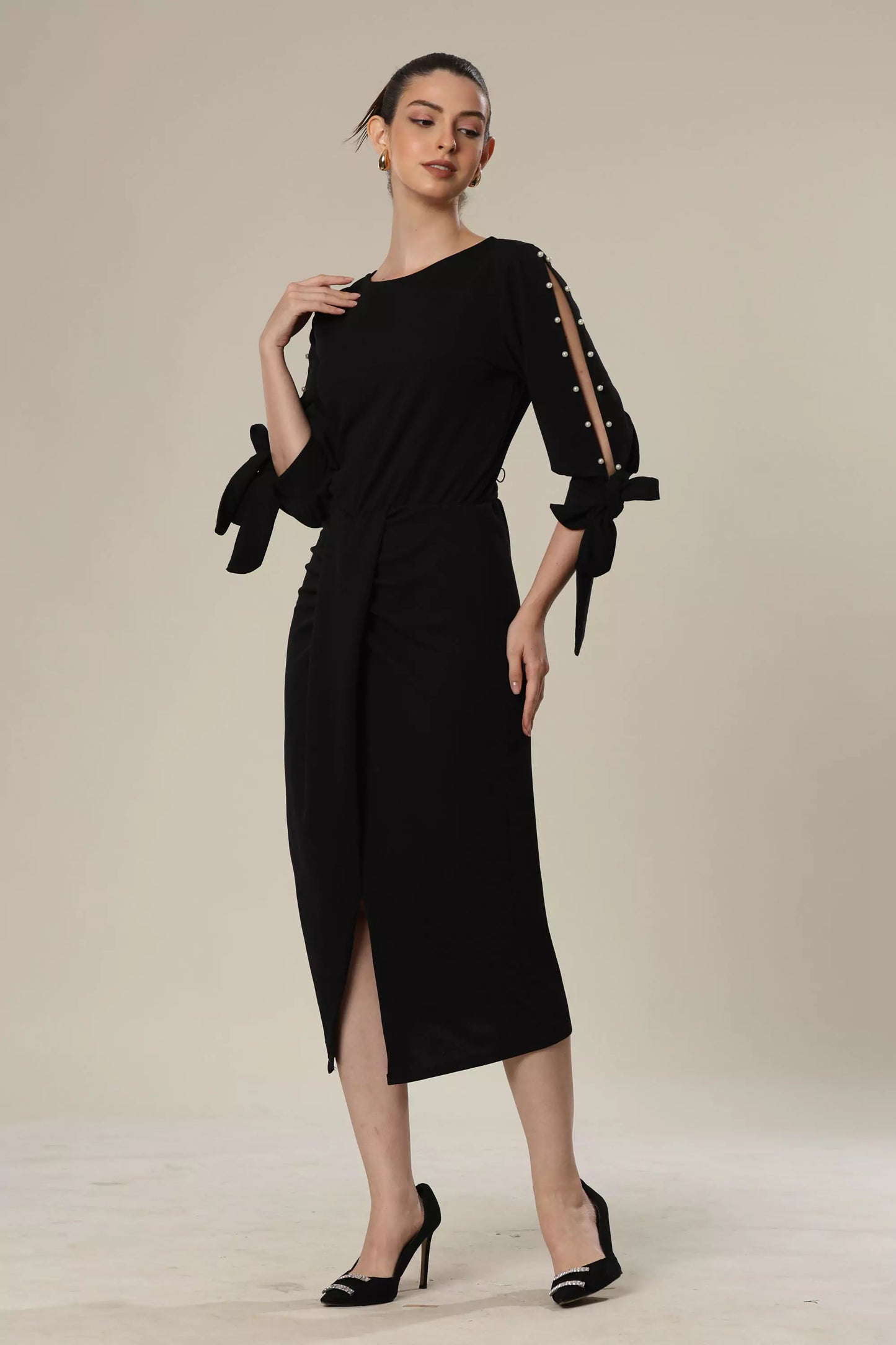 Pearl Embrace Black Dress