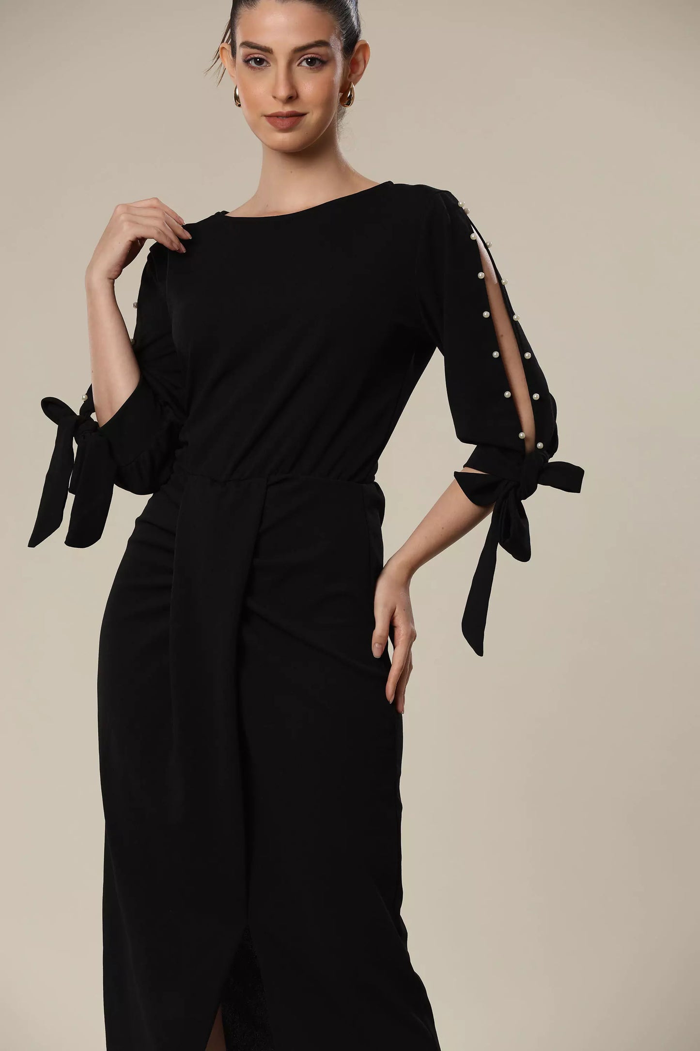 Pearl Embrace Black Dress