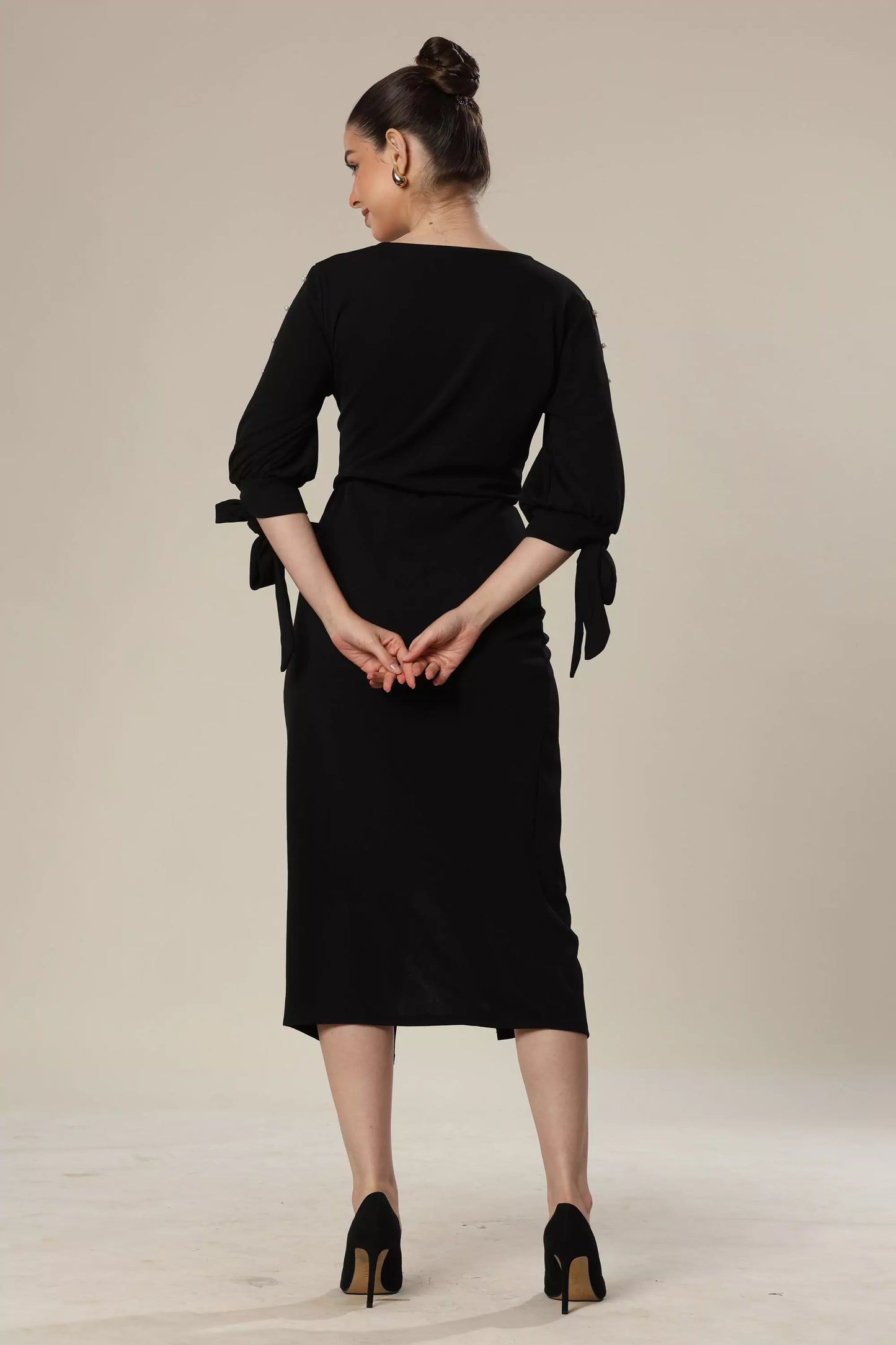 Pearl Embrace Black Dress