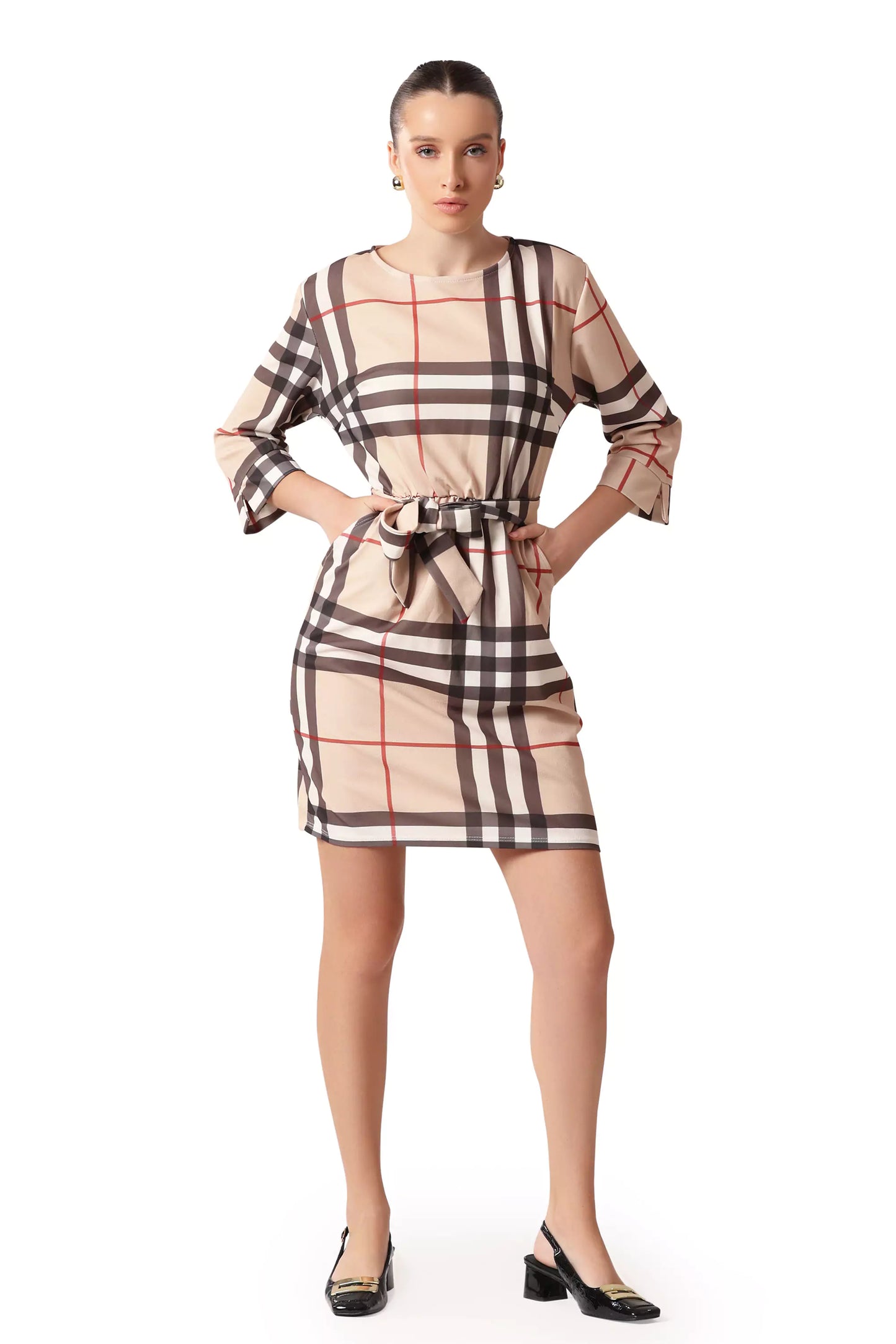 Smoky Vogue Checkered Elegance Dress