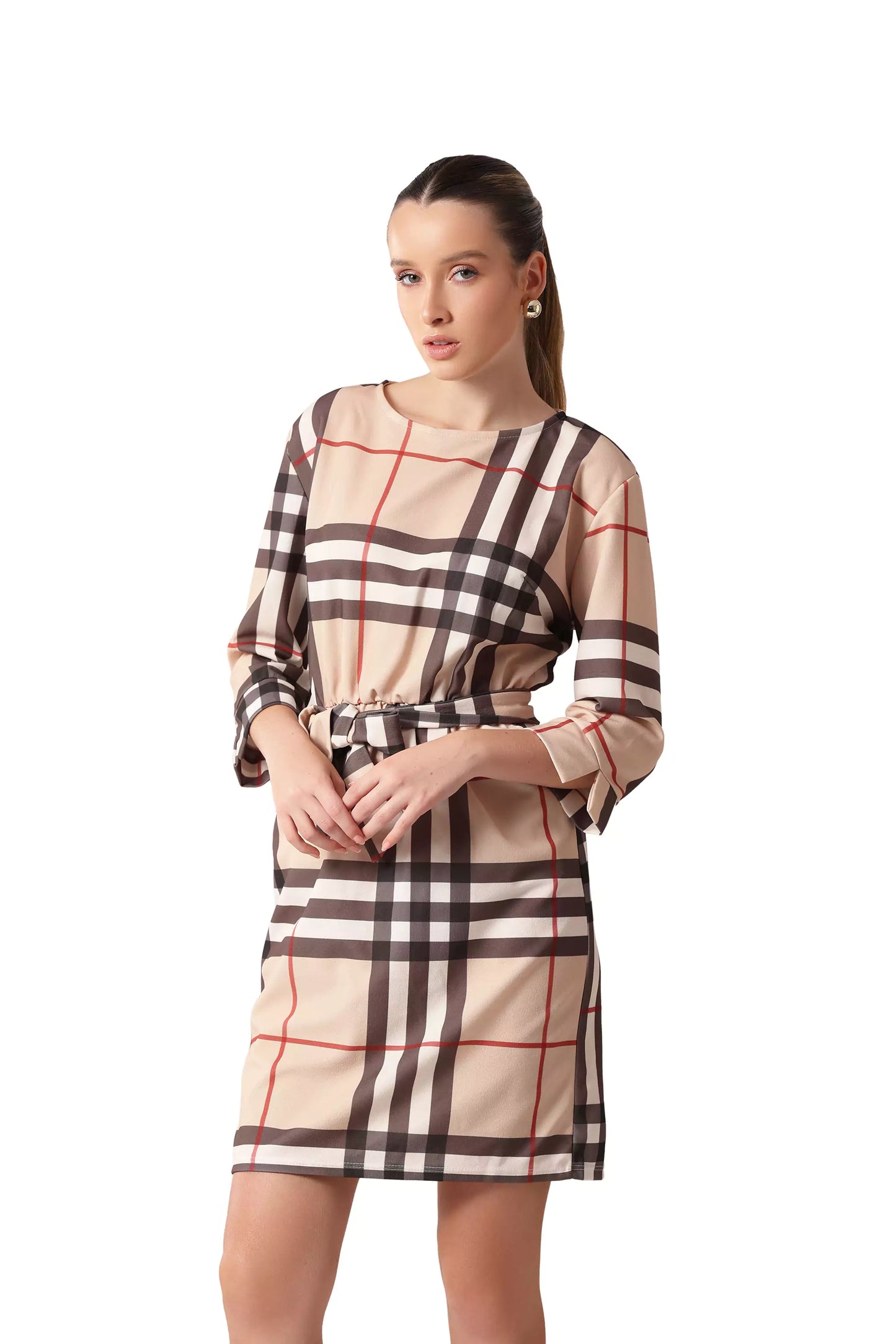 Smoky Vogue Checkered Elegance Dress