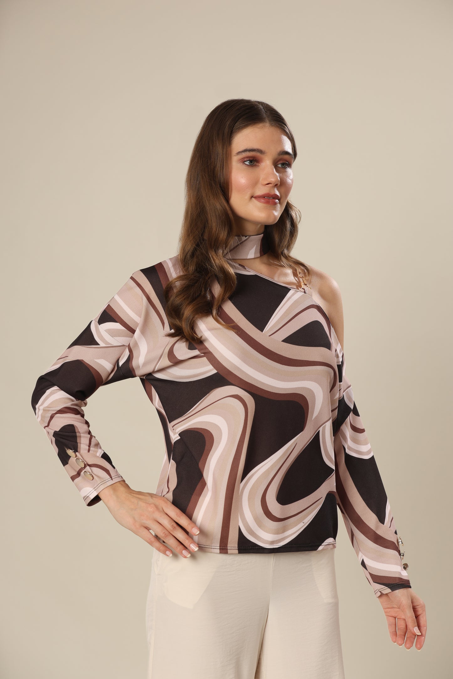 Print Sculpt Metallic Accent Top