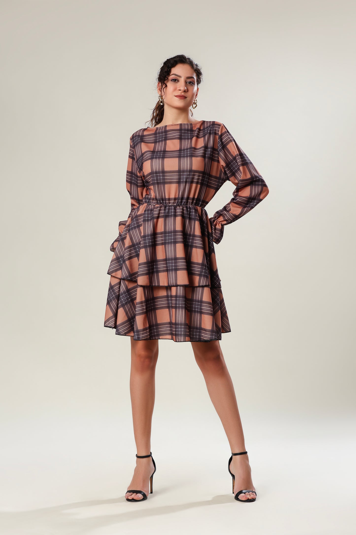 Cocoa Charm Checked Dress