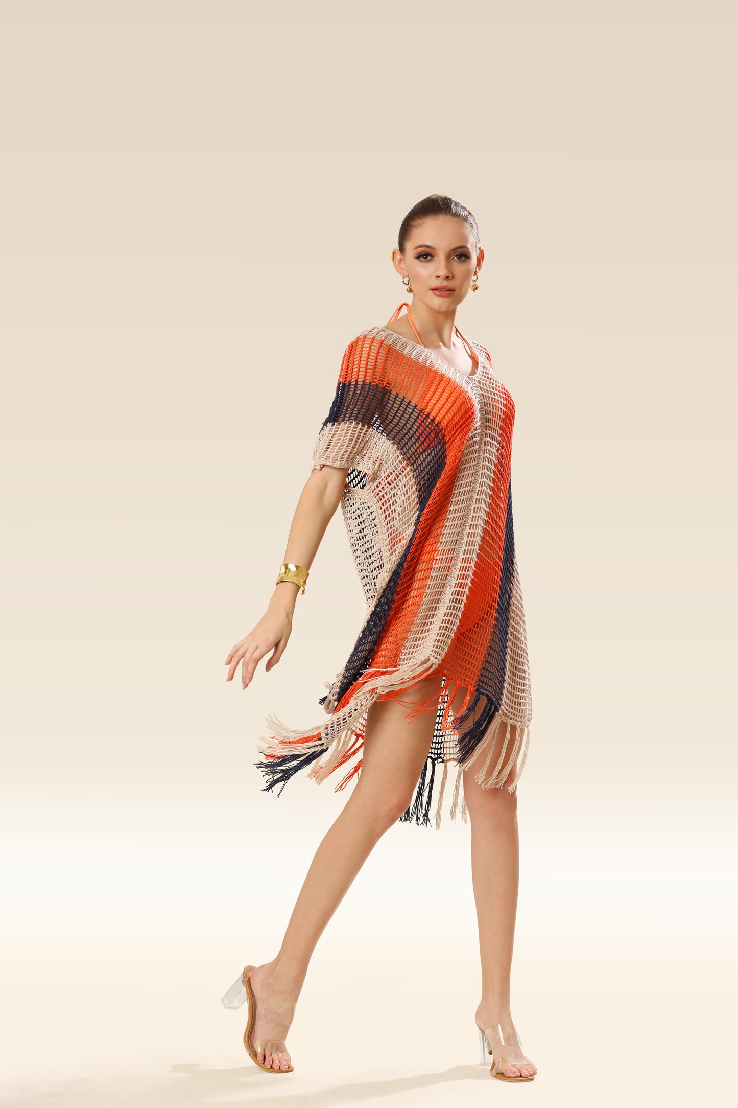 Rainbow Shoreline Striped Beauty Cover-Up