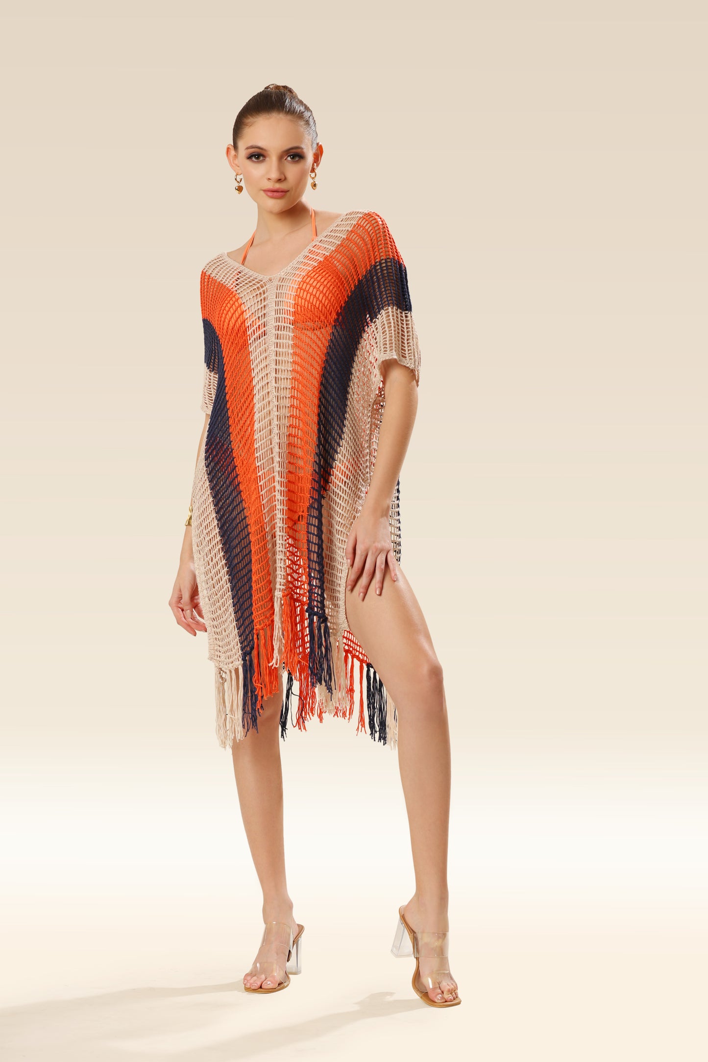 Rainbow Shoreline Striped Beauty Cover-Up