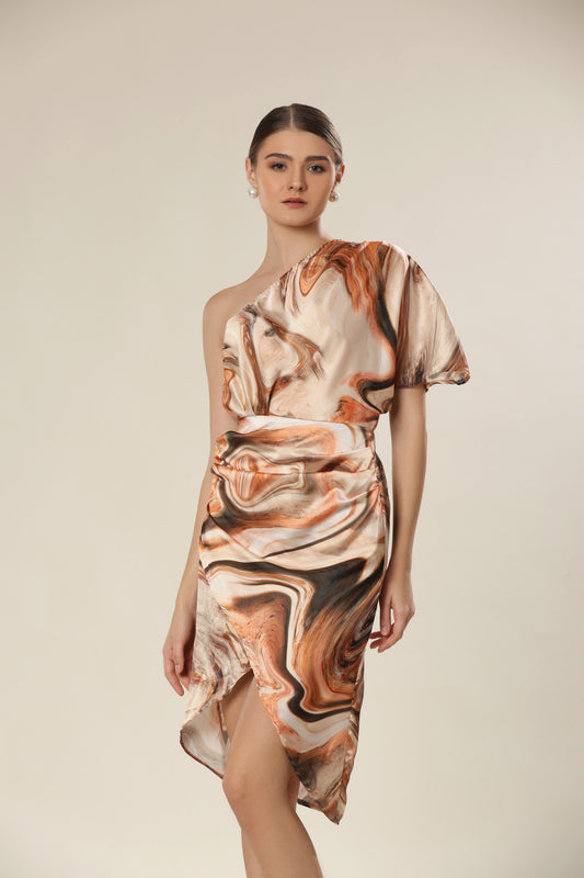Mocha Midi Wrap Glam Dress