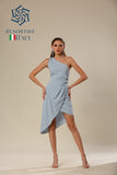 Azure Draped Elegance Dress