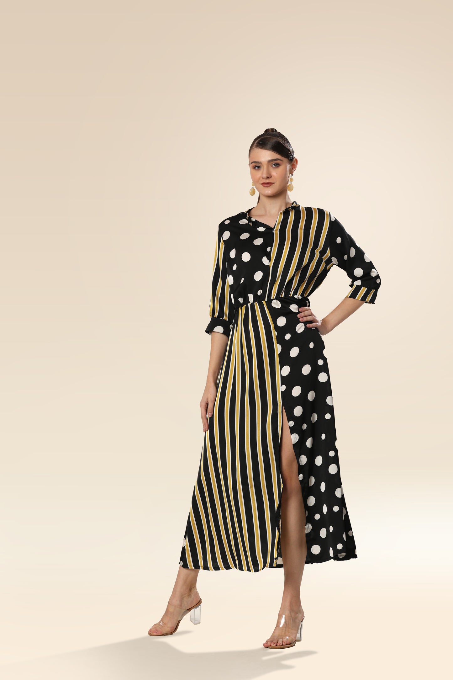 Mingle & Dazzle Brown Polka Symphony Dress